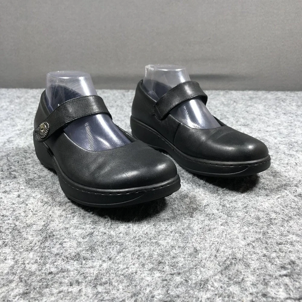 Spring Step Mary Jane Shoes Womens 7 Black Leather Slip Resistant Comfort Flats